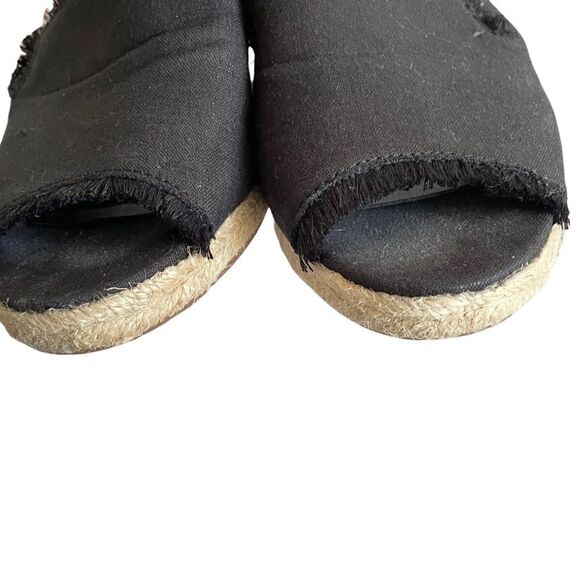 LAUREN RALPH LAUREN Linen Carlynda Wedge Espadrilles Sandals Black 8.5 - Picture 6 of 12